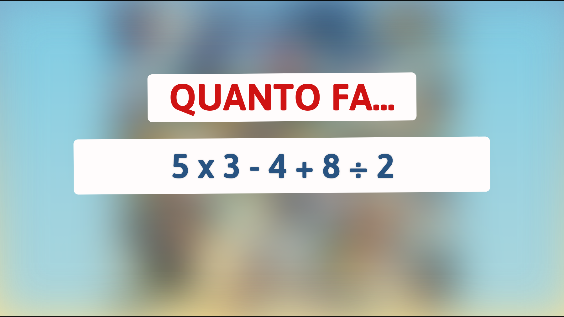 La sfida matematica che solo i più intelligenti possono risolvere: riesci a calcolare 5 x 3 - 4 + 8 ÷ 2? Scopri se sei un genio!"